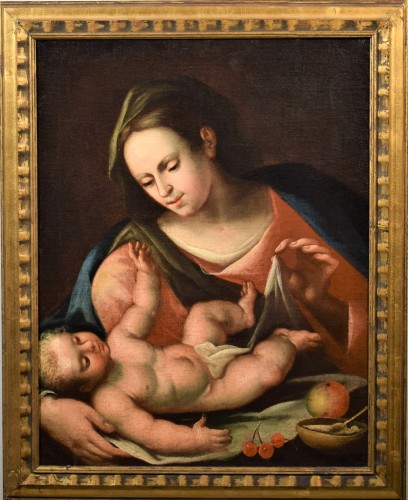 Vierge à l'Enfant - Italie Émilie début du XVIIe - Tableaux et dessins Style Louis XIII